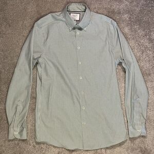 Charles Tyrwhitt Shirt Mens 16/36 Green Plaid Button Up Extra Slim Fit Non-iron